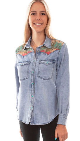 Denim Cactus Print Shirt