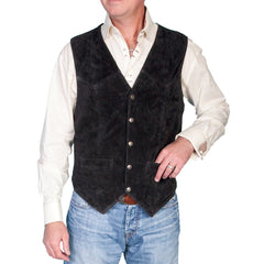 Snap Front Leather Suede Vest