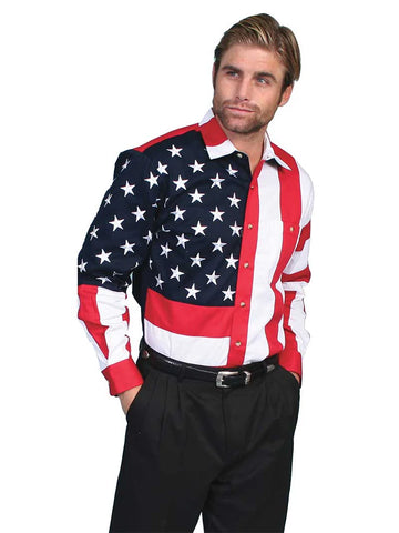 Men Lg Sleeve Stars And Stripes Shirt
