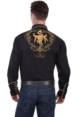 Snake & Skull Emb Black Shirt