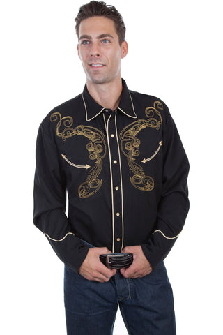 Snake & Skull Emb Black Shirt