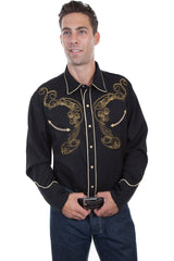 Snake & Skull Emb Black Shirt