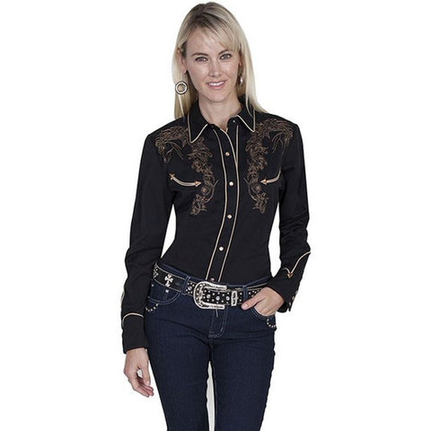 Horse Emb. Turq. Long Sleevee Shirt