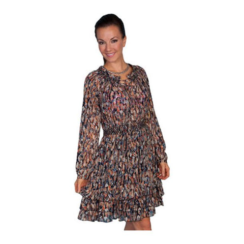 Feather Print D Black Dress