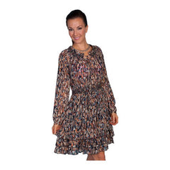 Feather Print D Black Dress