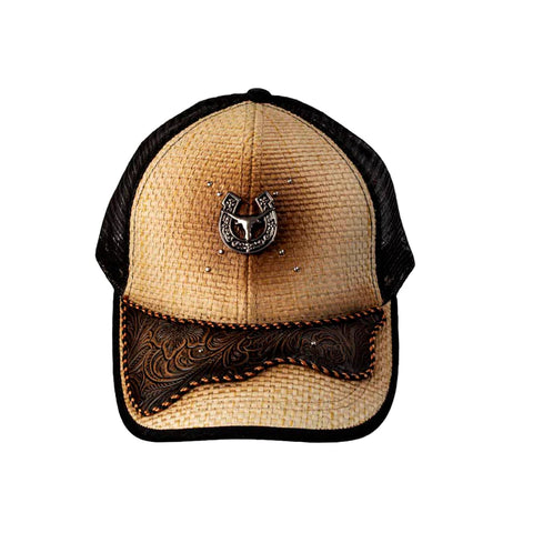 Steer Skull Horseshoe Cap