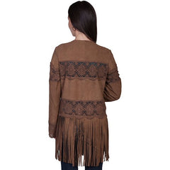 Carmal Brn Fringe Jacket