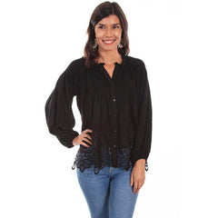 Lace Button Up Blouse With Smocking Blouse