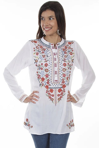 L/S Blouse With Bu Wht Blouse