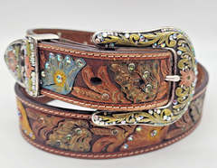 Leather Tan Bling Belt Belts