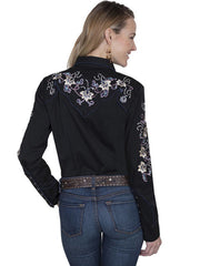 Emb. Flowers Blk Shirt