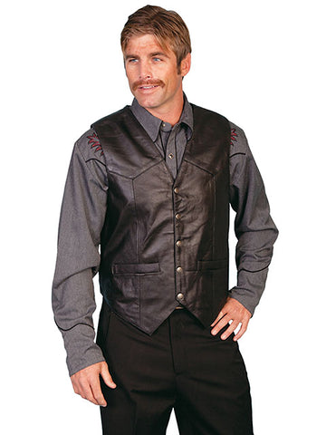 Snap Front Leather Vest 507