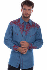 Floral Embroidered Men's Shirt 634