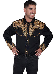 Floral Embroidered Men's Shirt 634
