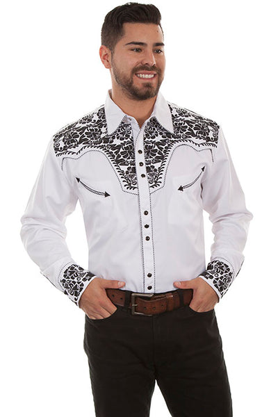 Floral Embroidered Men's Shirt 634