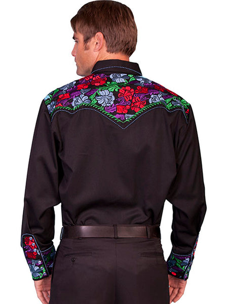 Multi-Color Floral Tooled Embroidered Shirt