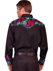 Multi-Color Floral Tooled Embroidered Shirt