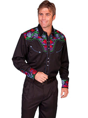 Multi-Color Floral Tooled Embroidered Shirt