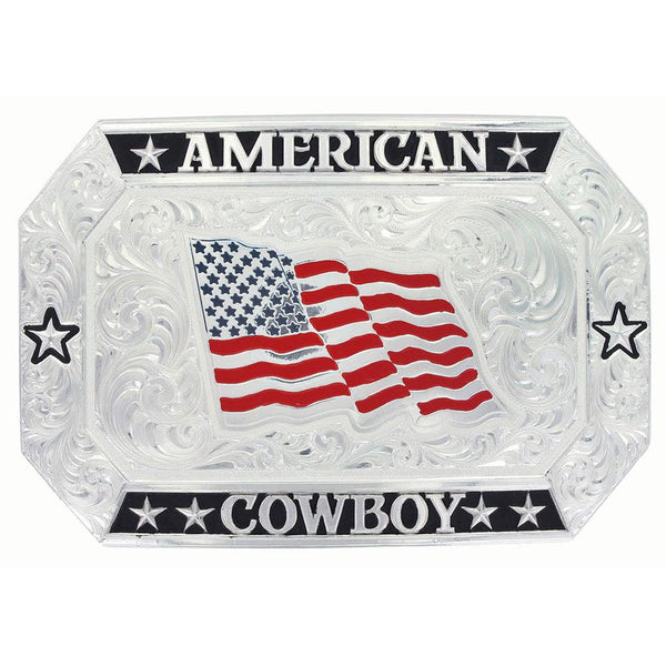 American Cowboy Flag Buckle with Eagle
